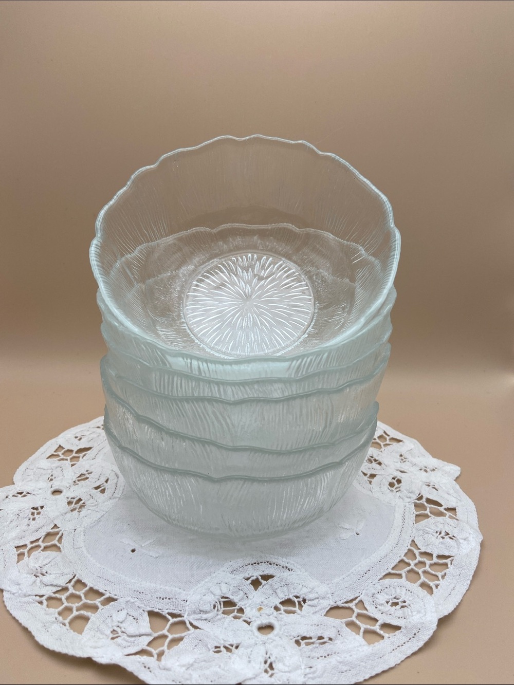 Set of 6 Arcoroc FLEUR sunflower small salad or dessert bowls - Vintage